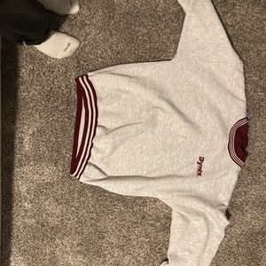 Gray and red crew neck